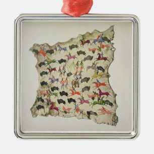 Büffeljagd (Pigment auf Elchhaut) Ornament Aus Metall