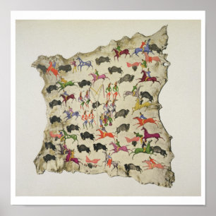 Büffeljagd (Pigment auf Elchhaut) Poster
