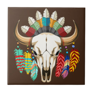 Büffelschädel-Emblem der amerikanischen Ureinwohne Fliese
