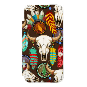 Büffelschädel-Emblem der amerikanischen Ureinwohne Incipio Watson™ iPhone 5 Geldbörsen Hülle