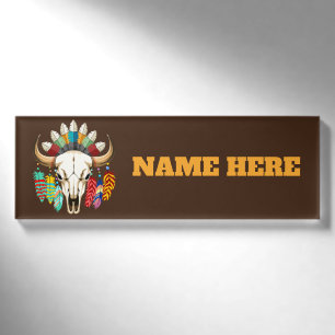 Büffelschädel-Emblem der amerikanischen Ureinwohne Namenschild