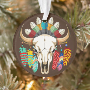 Büffelschädel-Emblem der amerikanischen Ureinwohne Ornament