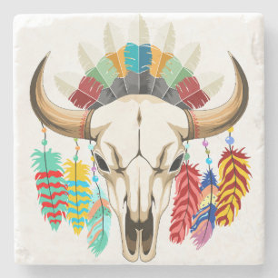 Büffelschädel-Emblem der amerikanischen Ureinwohne Steinuntersetzer