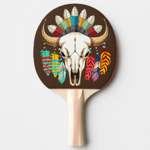 Büffelschädel-Emblem der amerikanischen Ureinwohne Tischtennis Schläger