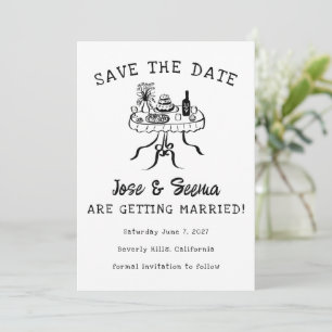 Buffet Abendtisch Handgezeichnet Süß Custom Save The Date