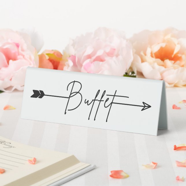 Buffet-Hochzeitspfeil verlassen Tafelzeitszeichen Tischaufsteller (In Situ (Hochzeit))