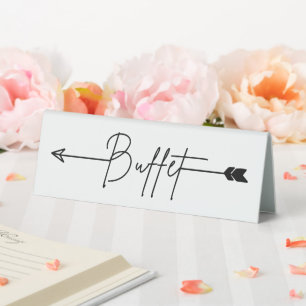 Buffet-Hochzeitspfeil verlassen Tischaufsteller