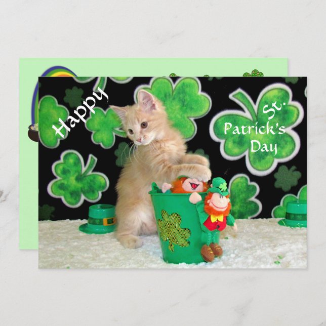 Buffington's St. Patrick's Day Flat Card - Katze (Vorne/Hinten)