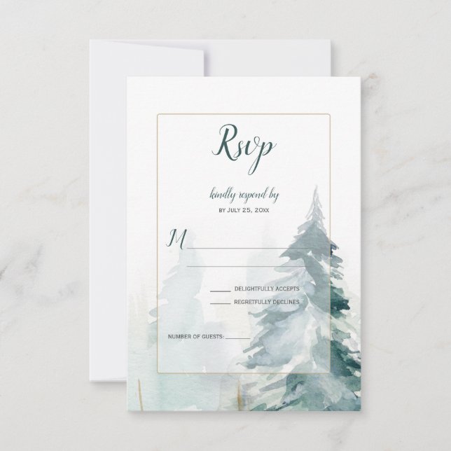 Buffle de pin d'hiver Plaid Wedding RSVP (Devant)