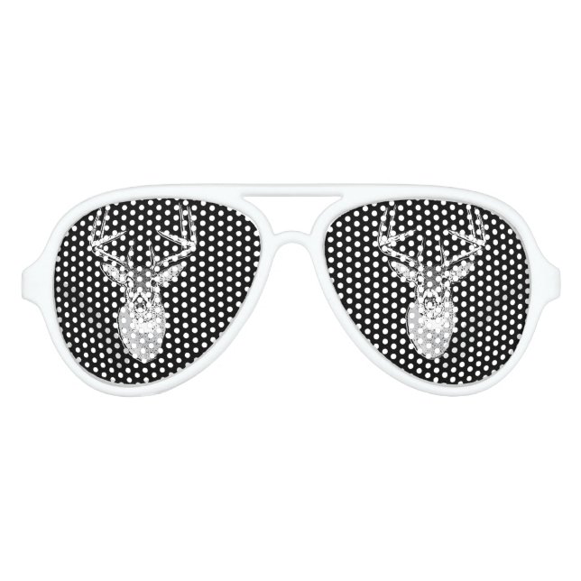 Bug auf dem Schwarz-weißen Schwanz Hirschkopf Partybrille (Vorderseite)