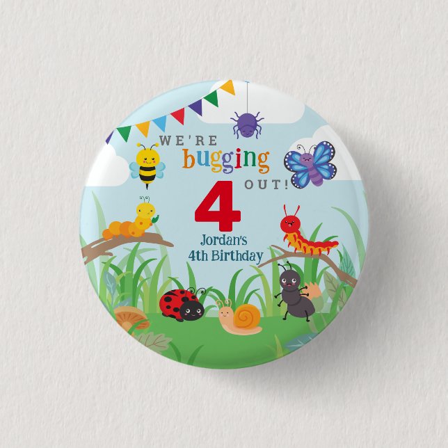 Bug Birthday Niedlich Button (Vorderseite)