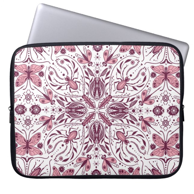 Bug, dunkle Magenta und rosa auf weiß Laptopschutzhülle (Vorderseite)