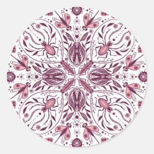 Bug, dunkle Magenta und rosa auf weiß Runder Aufkleber