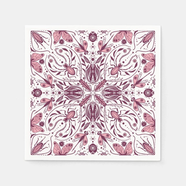 Bug, dunkle Magenta und rosa auf weiß Serviette (Vorderseite)