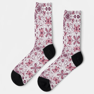 Bug, dunkle Magenta und rosa auf weiß Socken