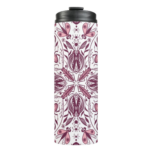 Bug, dunkle Magenta und rosa auf weiß Thermosbecher (Vorderseite)