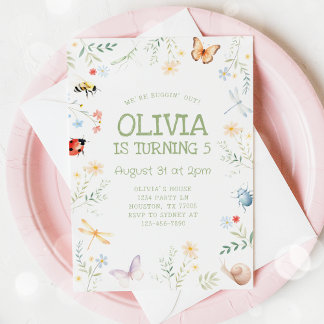 Bug Girl Anniversaire Invitation Insect Party