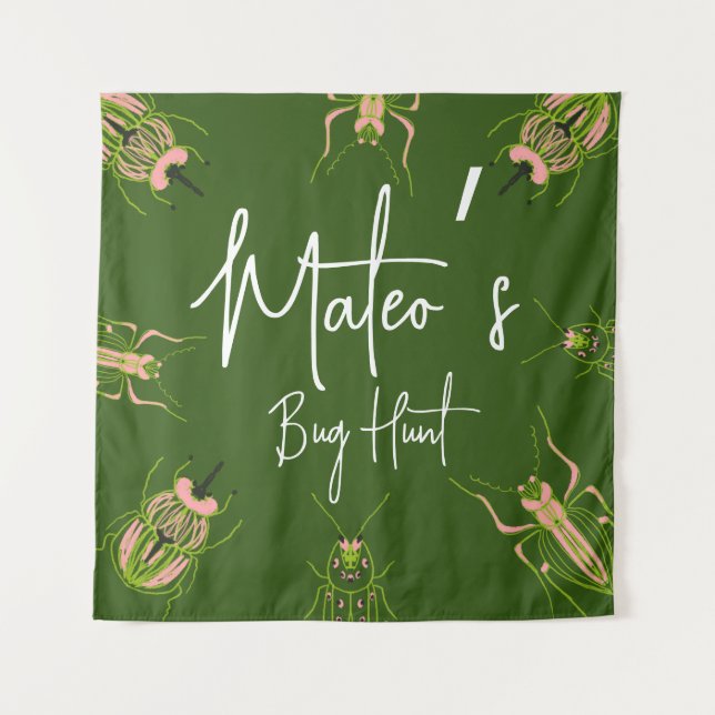 Bug Hunt Insect Birthday Hand Drawn Party Wandteppich (Vorderseite)