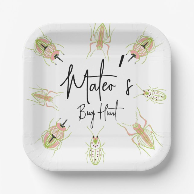 Bug Hunt Insect Geburtstaghandziehen Pappteller (Vorderseite)