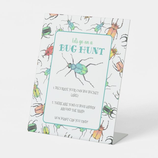 Bug Hunt Party Activity Tabletop Sockelschild (Vorderseite)