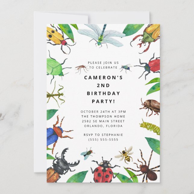 Bug Insect Boy Birthday Invitation (Devant)