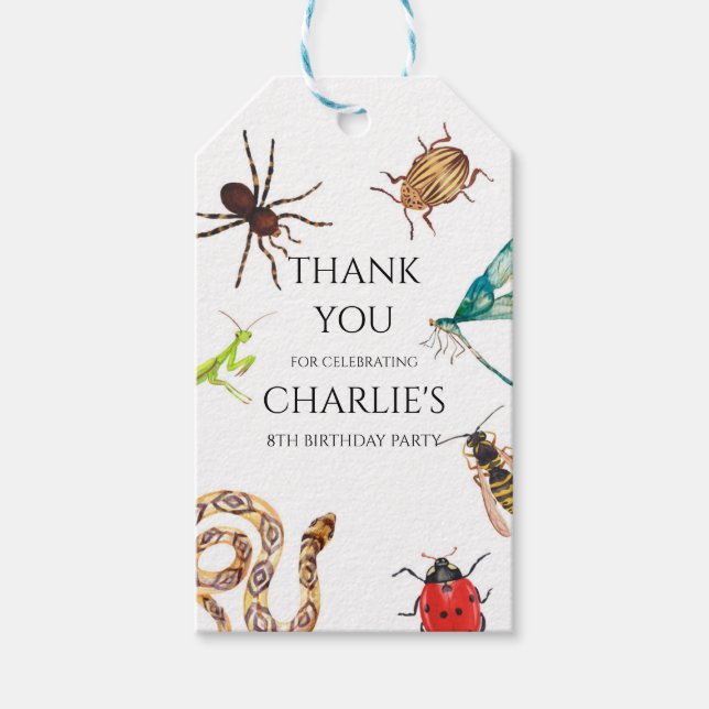 Bug Invitation, Outdoor Birthday, Bug Party, Creep Geschenkanhänger (Vorderseite)