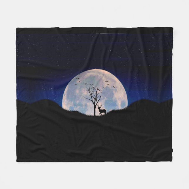 Bug mit Big Rack gegen Vollmond Fleecedecke (Vorderseite (Horizontal))