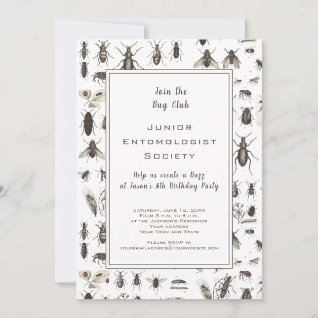 Bug oder Insektenthema Geburtstagsparty (Vorderseite)