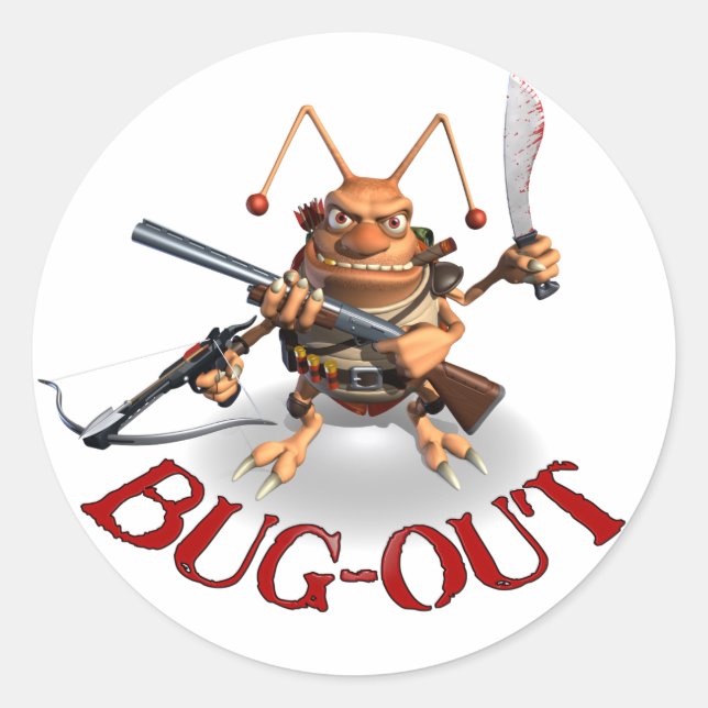 Bug-Out Cockroach Stil. Runder Aufkleber (Vorderseite)