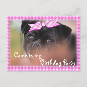 Bug-Puppy PK Karierte Postcard-Einladung anpassen Einladungspostkarte