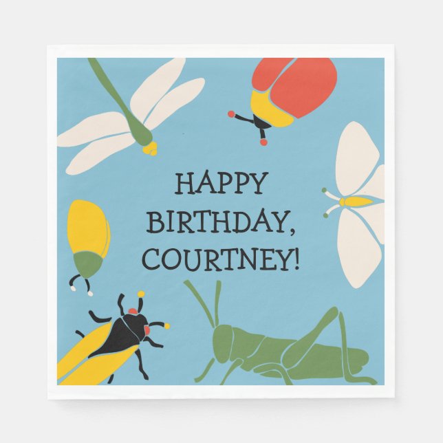 Bug Themed Personalisiert Party Serviette (Vorderseite)