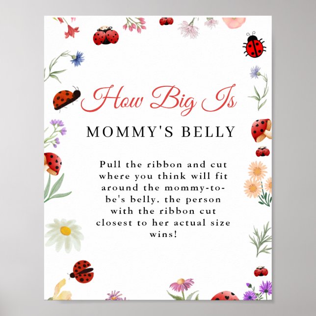 Bug Wie groß ist das Baby Shower Game der Mama Poster (Vorne)