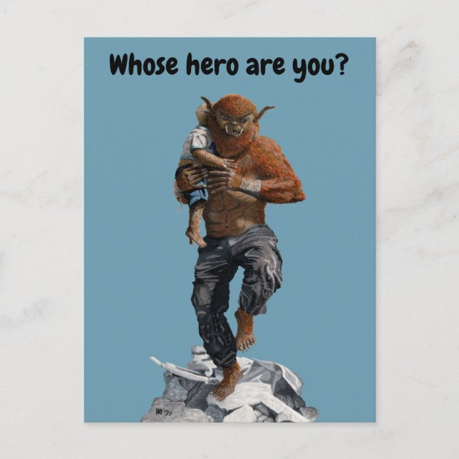 Bugbear Hero Child Rescue Fantasy Art Postcard Postkarte (Vorderseite)