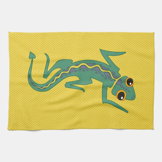 Buggi Green Lizard Artistic Clipart-27847 Geschirrtuch (Horizontal)