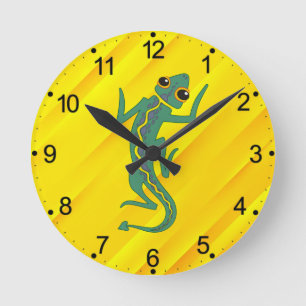 Buggi Green Lizard Artistic Clipart-27847 Runde Wanduhr