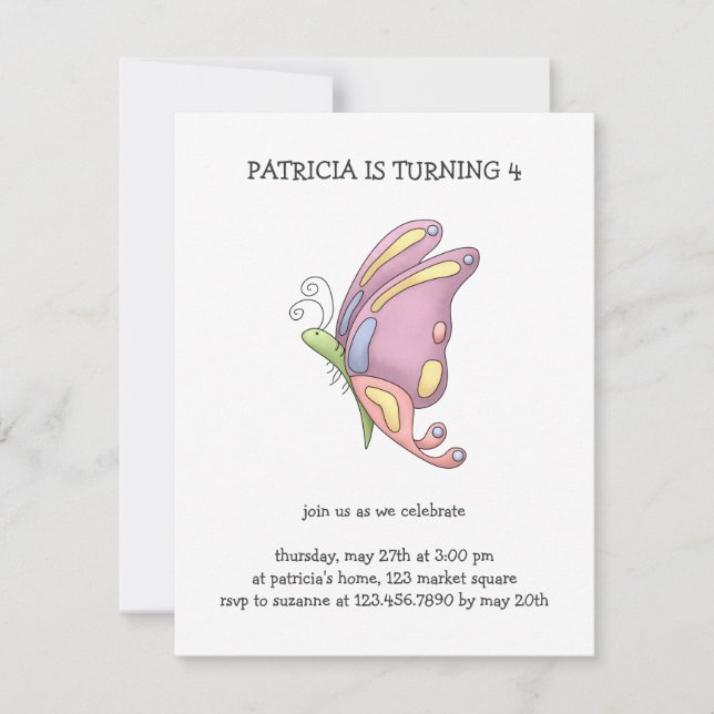 Buggin' You ・ Schmetterling Einladung (Vorderseite)
