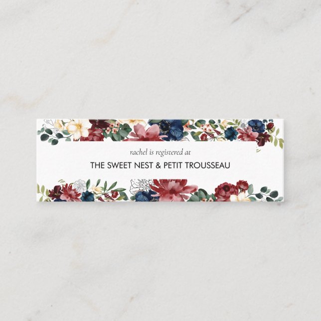 Buggundy Navy-Registrierungskarten | Mini Mini Visitenkarte (Vorderseite)