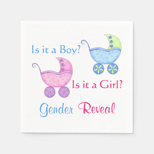 Buggy Pink Blue Gender Reveal Party Serviette (Vorderseite)