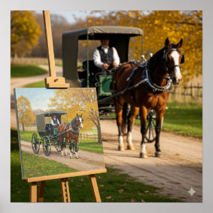 Buggy- und Pferdemalerei Poster