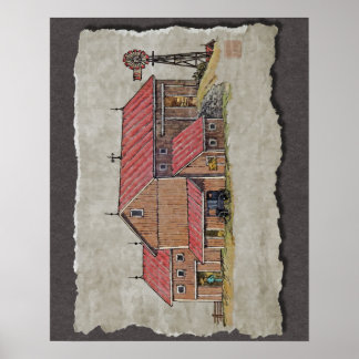 Buggy und Windmühle Poster