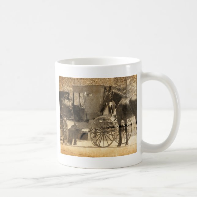 Buggy vor dem Pferd, Amische holen Zuhause neues Kaffeetasse (Rechts)