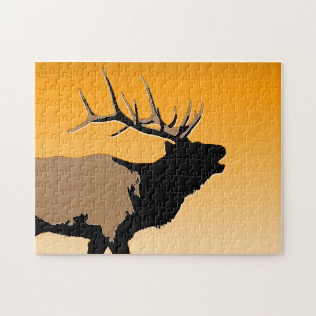 Bugling Bull Elch bei Sunset Original Wildlife Art (Horizontal)