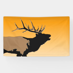 Bugling Bull Elch bei Sunset Original Wildlife Art Banner