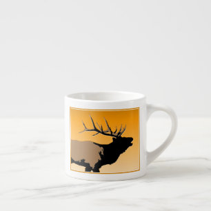 Bugling Bull Elch bei Sunset Original Wildlife Art Espressotasse