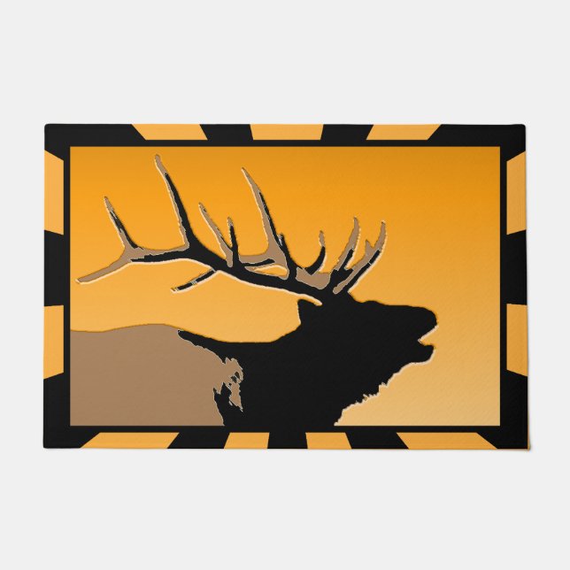 Bugling Bull Elch bei Sunset Original Wildlife Art Fußmatte (Vorderseite)