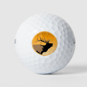 Bugling Bull Elch bei Sunset Original Wildlife Art Golfball