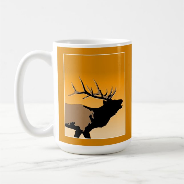 Bugling Bull Elch bei Sunset Original Wildlife Art Kaffeetasse (Links)