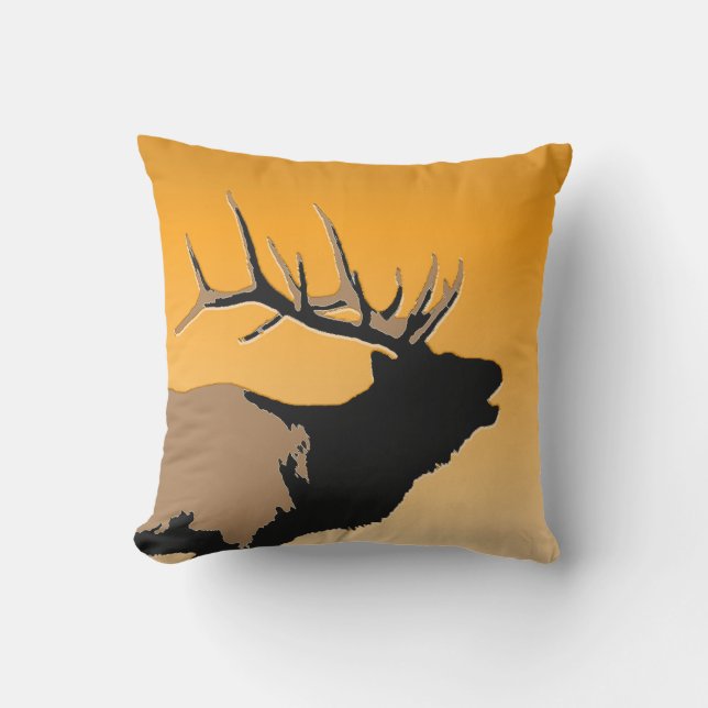 Bugling Bull Elch bei Sunset Original Wildlife Art Kissen (Vorderseite)