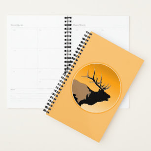 Bugling Bull Elch bei Sunset Original Wildlife Art Planer