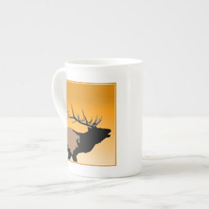 Bugling Bull Elch bei Sunset Original Wildlife Art Prozellantasse
